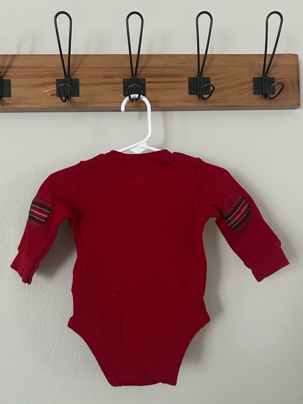 Carter's Red Ribbed Long-Sleeve Baby One-Piece with Elbow Patches